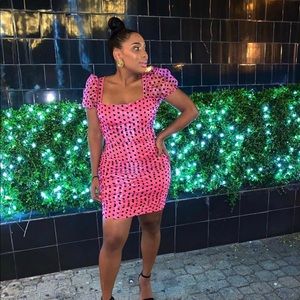 Pink & Black Polka Dot Dress